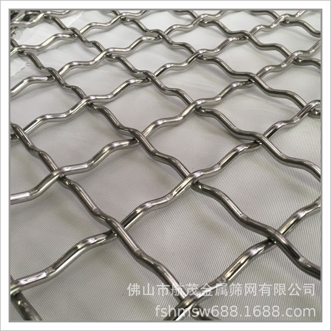 航茂牌304不锈钢筛网轧花网果园鱼塘围栏编织烧烤网矿山铁丝网