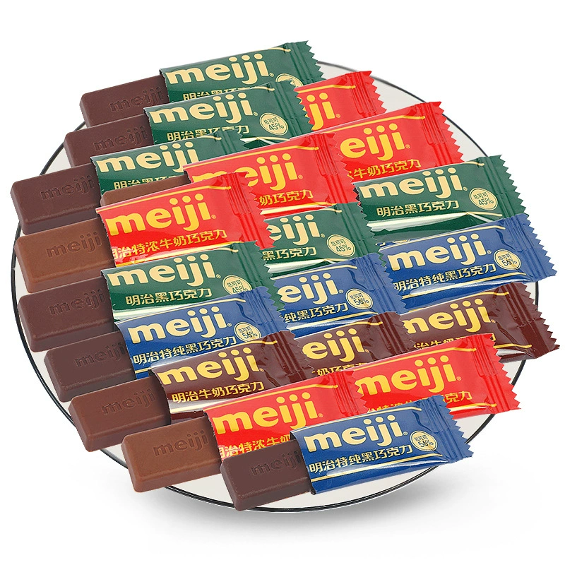 Шоколадные кубики Meiji 500г, очень насыщенный молочный и темный шоколад, свадебные конфеты, закуски, оптом