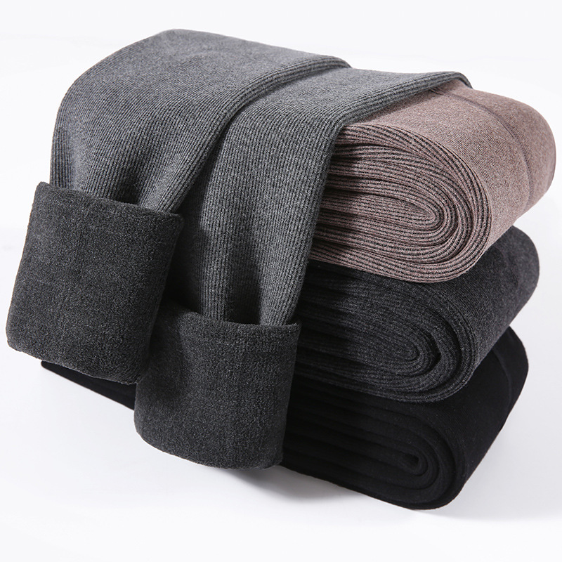 200斤胖MM螺纹保暖裤女外穿秋冬大码热能一体裤加厚羊绒打底裤