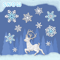 Winter Love Snowflake White Deer Embroidered Cloth Patch Clothes Patch Handbook Sticker Scarf Decoration DIY Wholesale B3-5