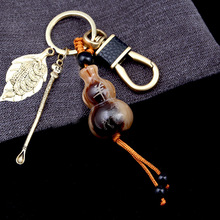 中国风十二生肖牦牛角葫芦钥匙扣五帝钱一叶生财耳勺男士钥匙扣
