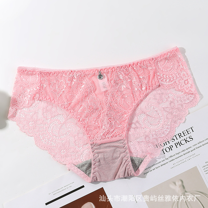 Panty de Encaje de Cintura Baja para Mujer de Nailon Transpirable y Sin Costuras para Uso Diario