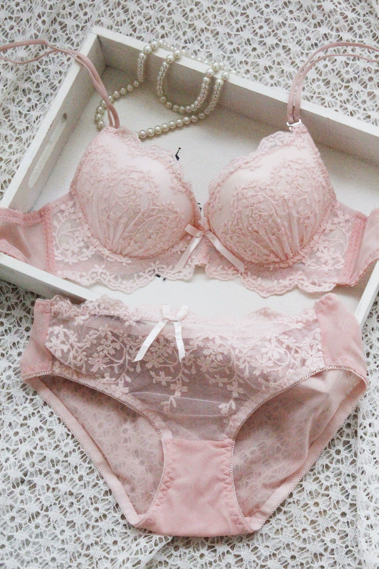 Underwear, set, sexy push up bra, European style, with embroidery