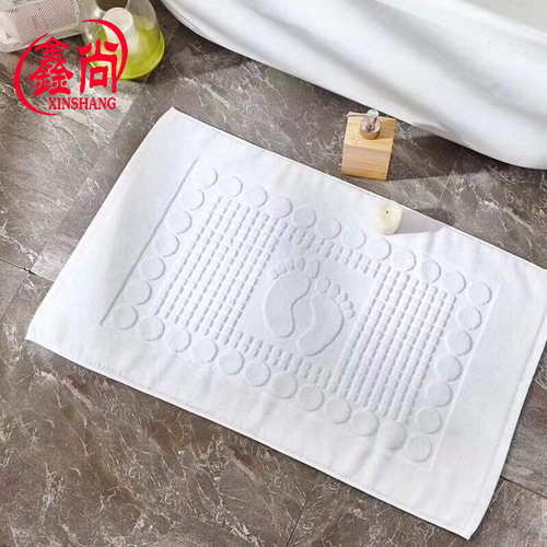 Pure cotton floor towel thickened water-absorbent 50*80 cotton hotel bathroom floor mat non-slip yarn-dyed jacquard towel printed with logo