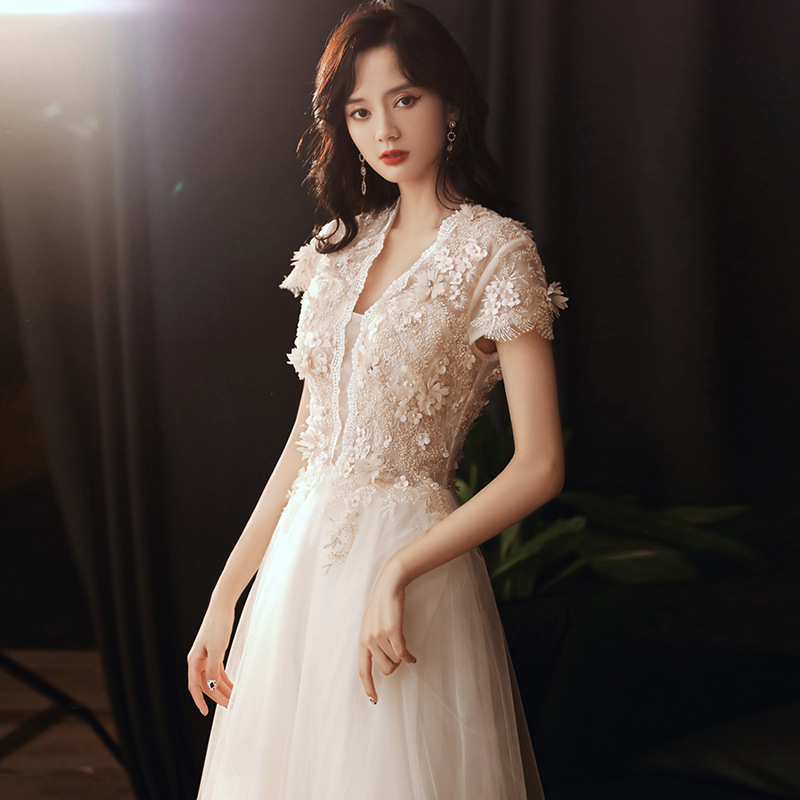 Vestido de noche largo y sexy para mujer, estilo bosque de ensueño, color champán, ideal para banquetes y eventos, novedad 2025.