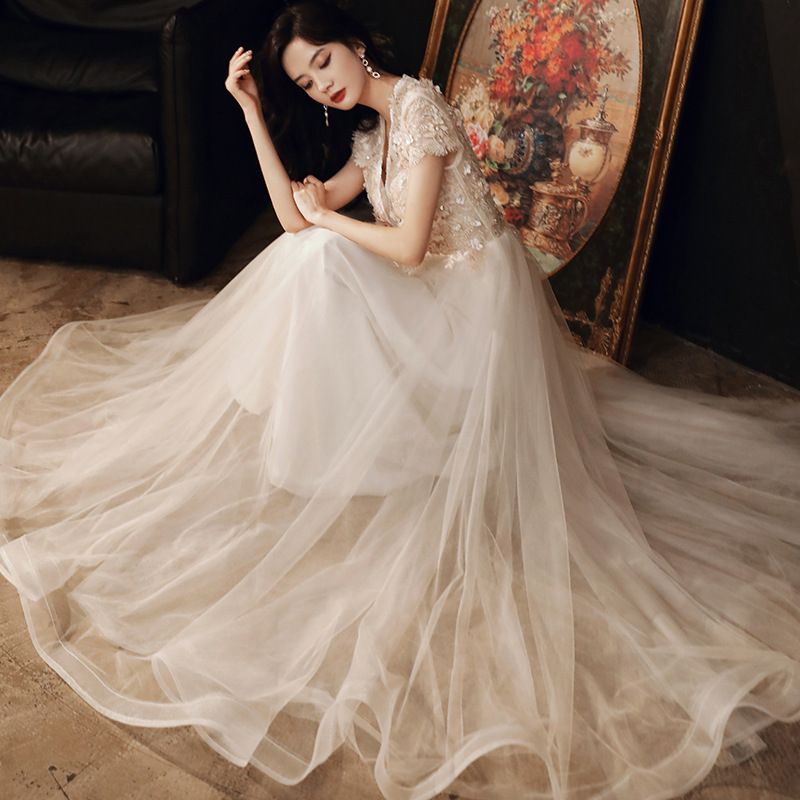 Vestido de noche largo y sexy para mujer, estilo bosque de ensueño, color champán, ideal para banquetes y eventos, novedad 2025.