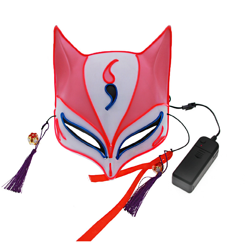 Transfronterizo Jiannian EL Fox Yin Yangshi luminosa fortaleza de Halloween carnaval noche viento zorro demonio intermitente máscara nocturna