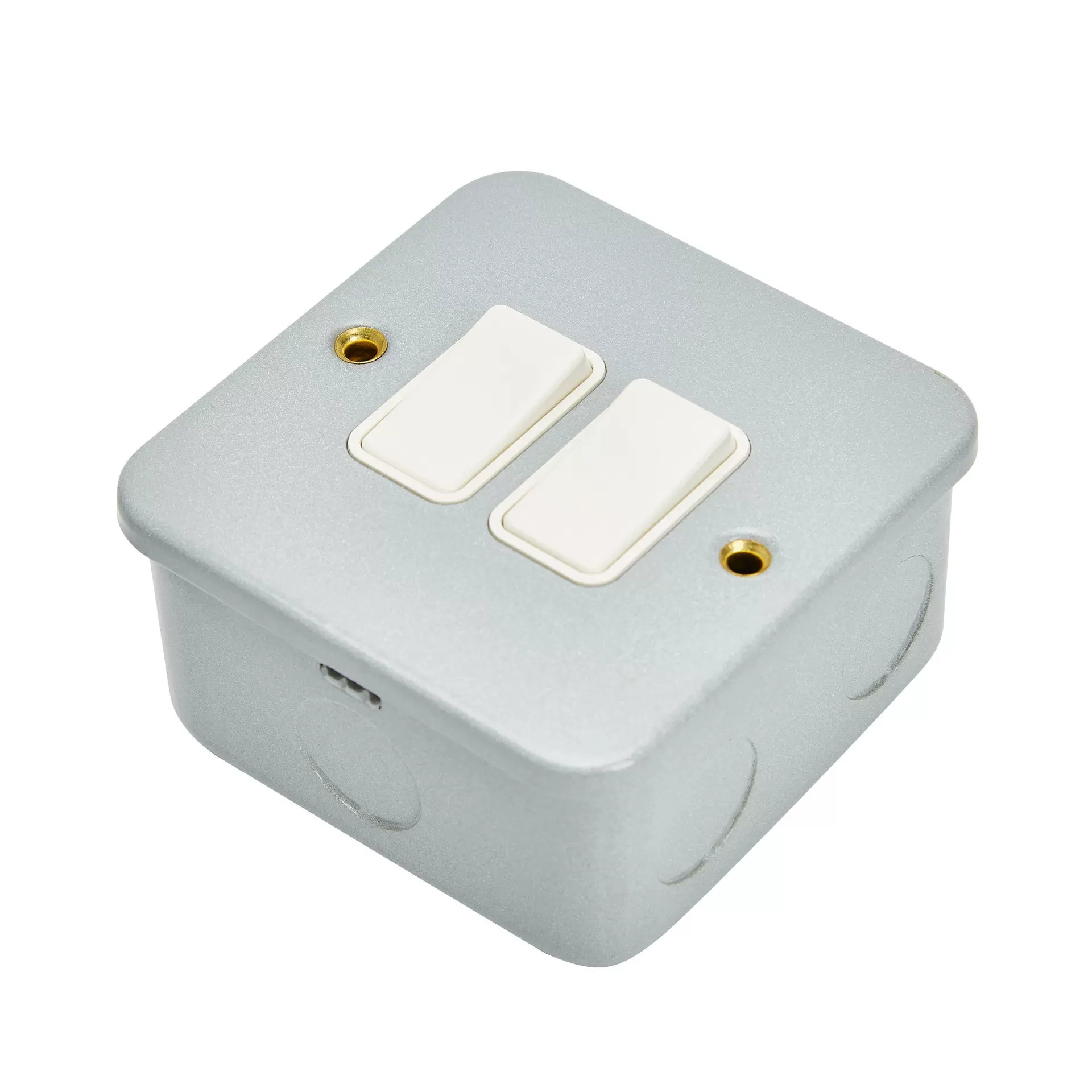 明装带铁盒86型英标按键开关10A工业用一开双控明装墙壁开关