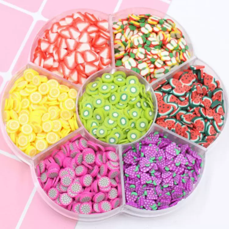 软陶片水果系列花形盒装切片DIY水晶泥史莱姆填充物轻奢风