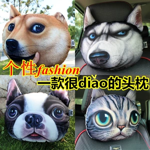 3D cizgi filmi pişik, it, husky avtomobil baş dayağı boyun yastığı