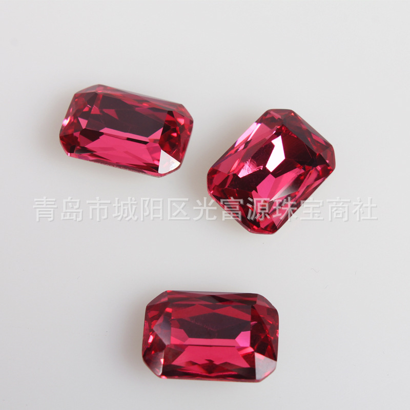 玖红色长方八角尖底水钻不褪色异形钻 发夹diy手工饰品配件