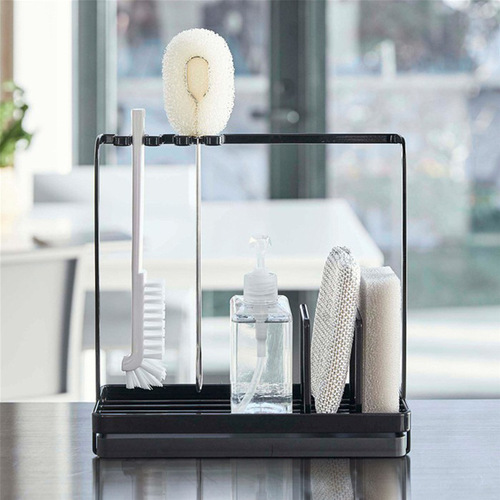 Japanese simple modern kitchen storage rack desktop rag storage rack iron multi-functional sponge drain rack