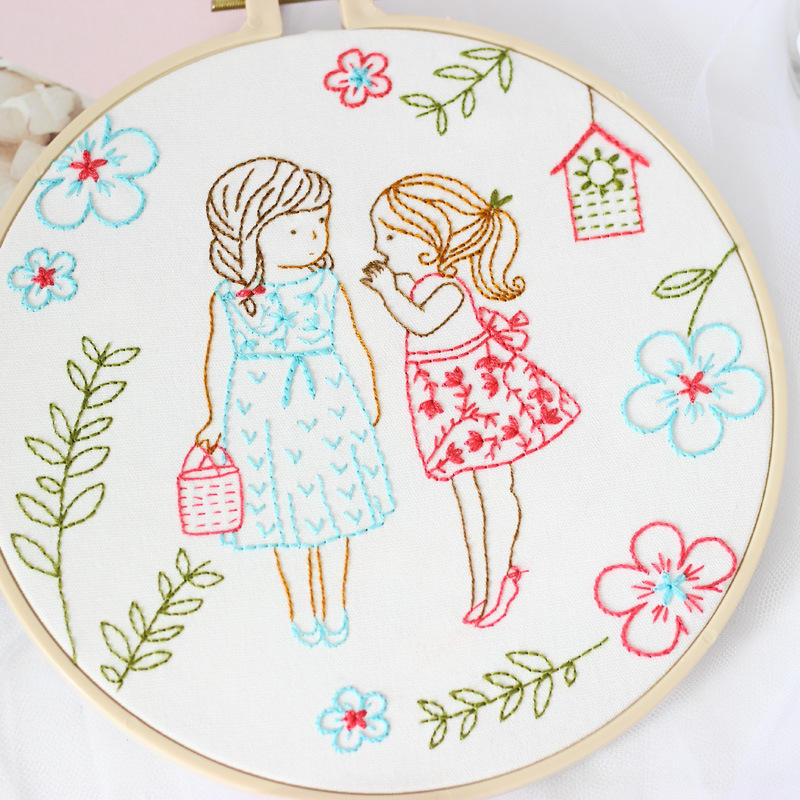 Chica fresca DIY bordado hecho a mano material paquete kit principiante japonés y coreano tela bordado costura traje