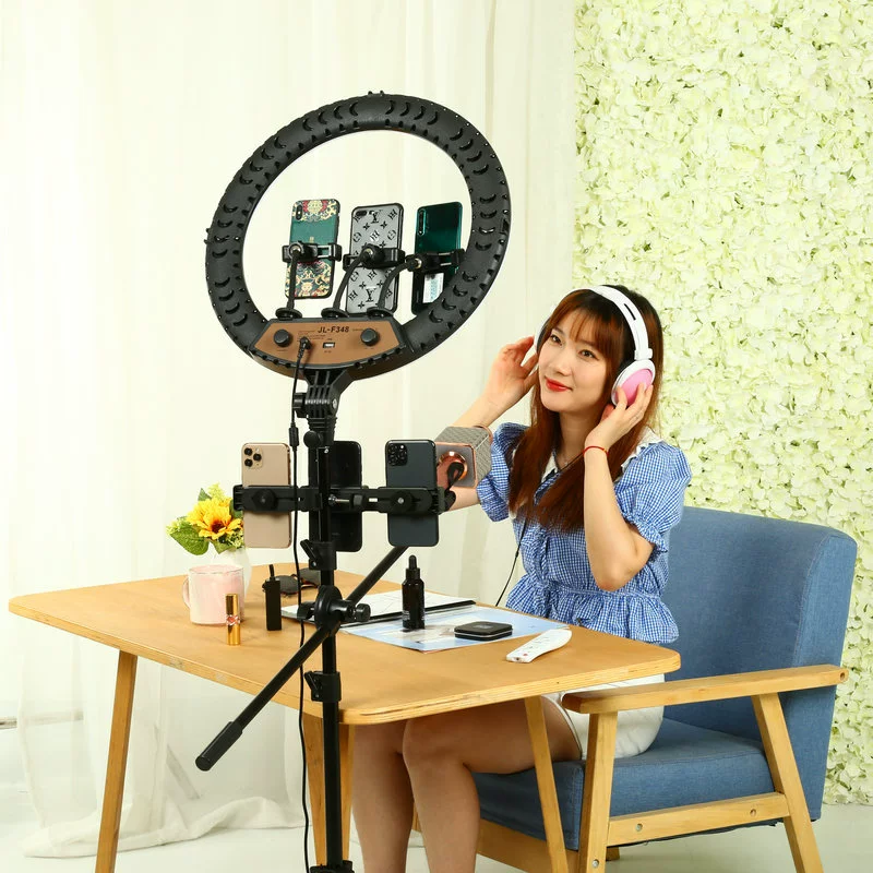 LED Ring Fill Light, Remote Control, Tripod & Phone Holder, Adjustable Brightness