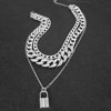 Metal lock, pendant, fashionable necklace, European style, micro incrustation, simple and elegant design