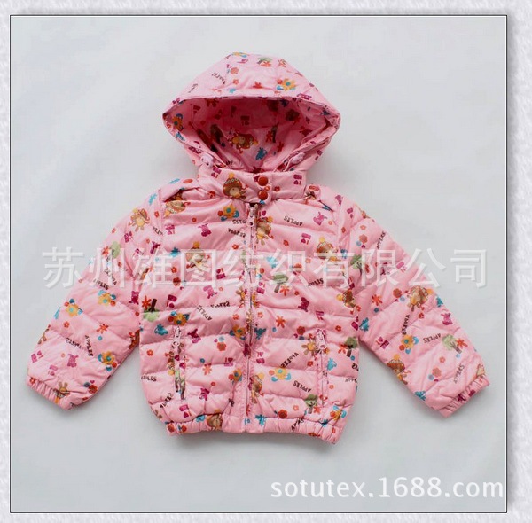 厂家直销 300T春亚纺羽绒服棉服面包服童装休闲服印花面料