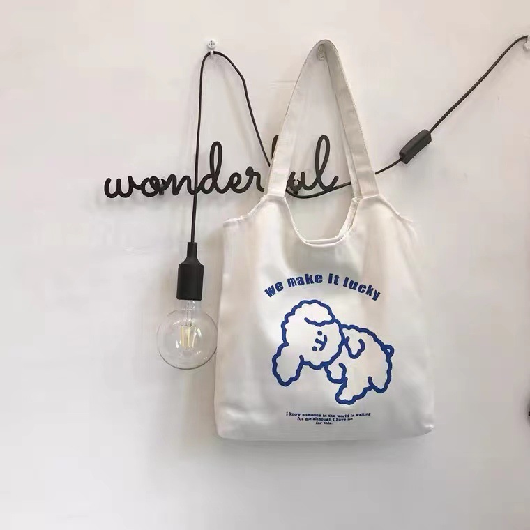 大容量帆布包女单肩小众韩版简约百搭ins日系大学生上课书袋定制