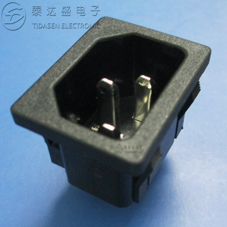 供应电热水器用铜芯铜脚品字座四软卡耐温品字AC电源插座DB-14-2