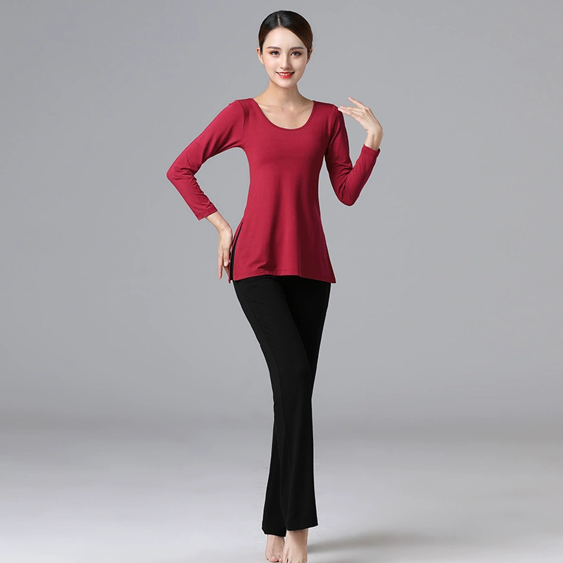 Танцевальная одежда для женщин, модальная одежда для современного танца, одежда для тренировки тела, одежда для йоги с двойными боковыми разрезами, одежда для классических танцев.