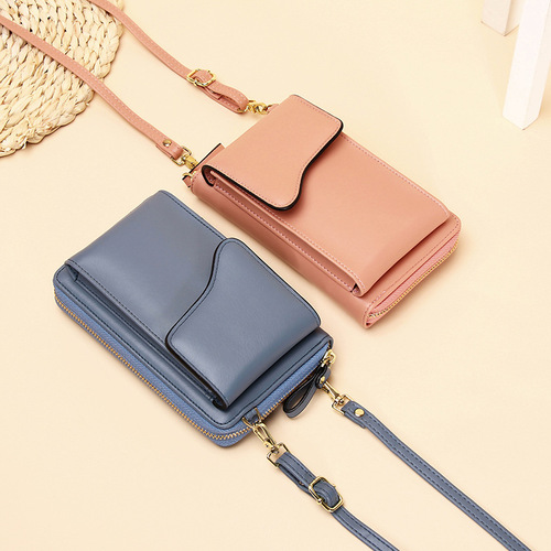  Creative New Fashion Korean Style Shoulder Crossbody Bag Large Capacity Women's Long Wallet Solid Color Mobile Phone Bag