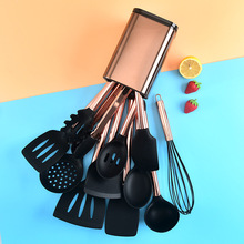 硅胶厨具套件镀金管柄硅胶厨具不粘硅胶厨具家用烹饪勺铲