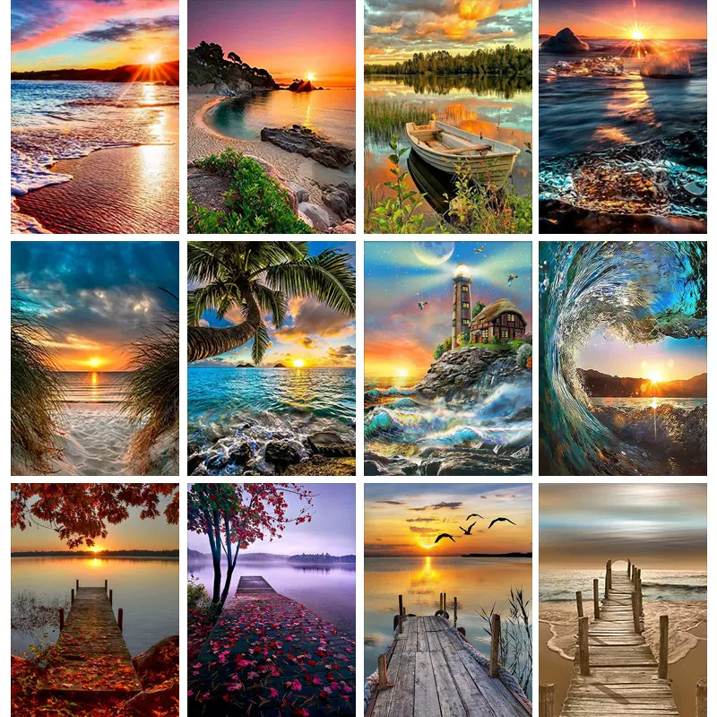 外贸5d钻石画厂家数字油画来图工厂动物风景diy圆钻方钻跨境供货