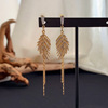 Advanced silver needle, earrings with tassels, silver 925 sample, high-quality style, bright catchy style, diamond encrusted