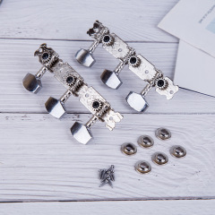 Three rows of tuners for folk acoustic guitar, closed and open accessories, tuners, knob heads, all-metal universal manufacturer