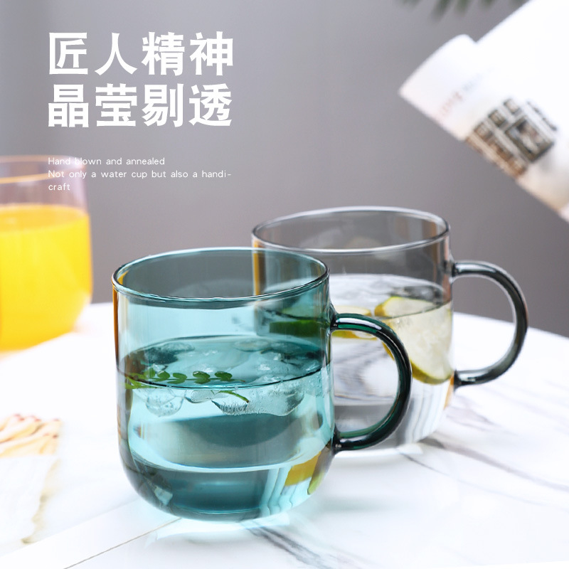 Heat Resistant Colorful Coffee ins Colorful Glass with Handle for Daily Use Household Milk Oatmeal Breakfast Cup