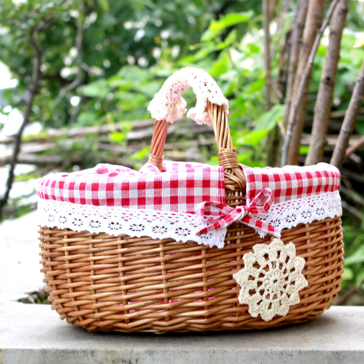 Outdoor picnic basket rattan hand-held pastoral ins willow shopping egg basket vegetable basket fruit basket
