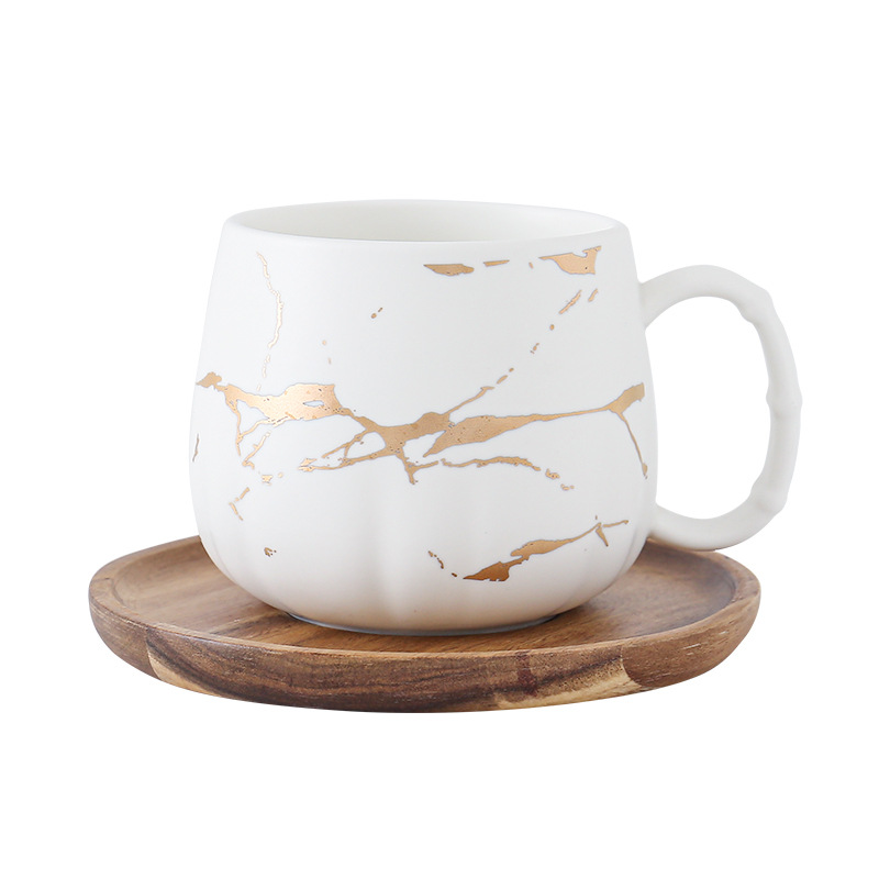 B2051-Платиновое кружево типа 500 мл, одна чашка с деревянным блюдцем