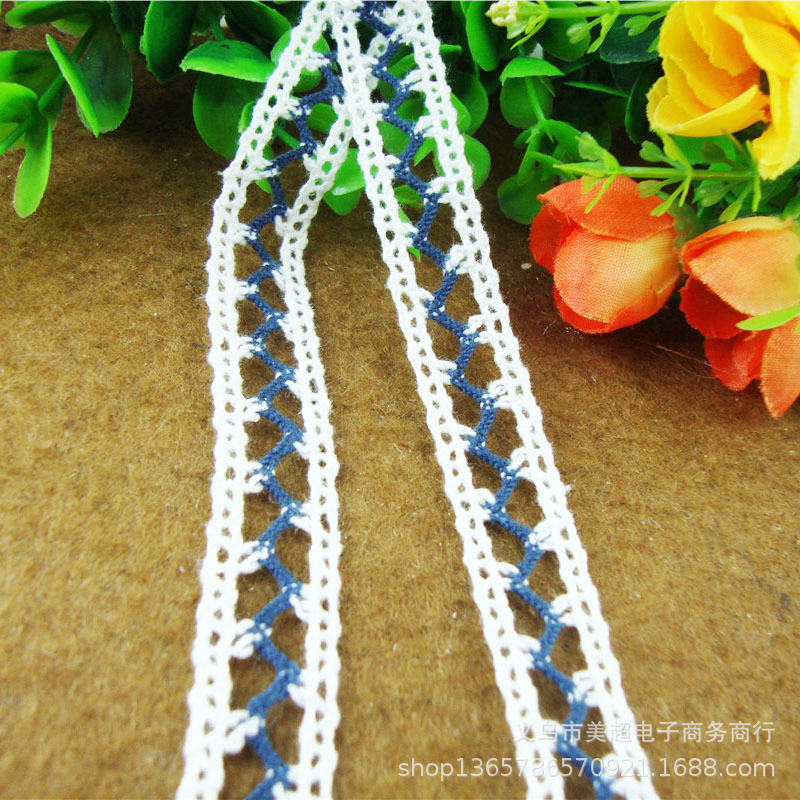 直销1.5cm棉线双色花边 蕾丝手工裙摆领口袖口童装家纺精美辅料