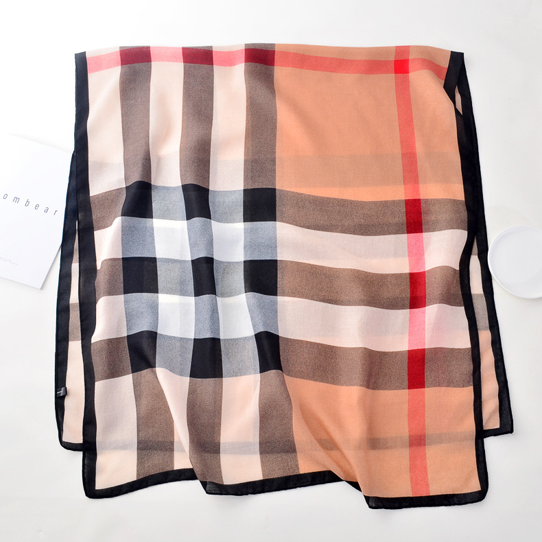 Bufanda de mujer otoño e invierno cálido de la tela escocesa británica estilo coreano largo bufanda de doble uso Vacaciones verano protector solar playa toalla chal