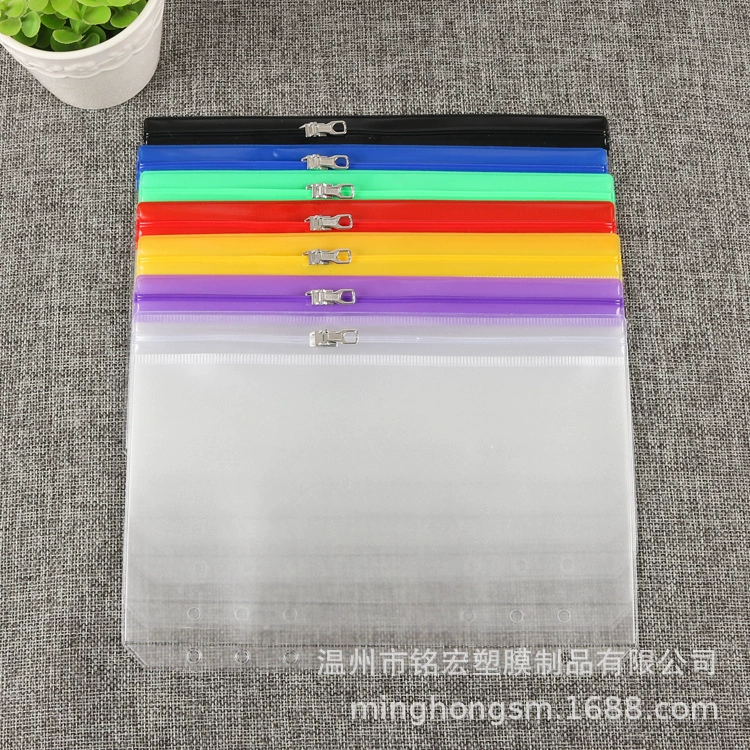 Прямые поставки с фабрики на молнии с металлической головкой A5A6, мульти-Спецификация, 6 отверстий, сумка на молнии для ноутбука с вкладными листами, сумка для хранения из ПВХ