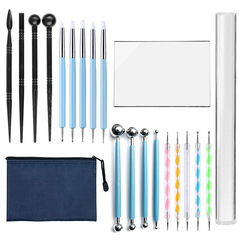 Cross-border pottery tools 21-piece set, clay pressing plate, silicone dotting tool, ball tool, rod tool, multi-shape clay modeling and clay modeling tools