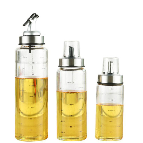 Home kitchen heat-resistant glass oil bottle, kitchen anti-leak seasoning bottle, stainless steel oil bottle, soy sauce vinegar bottle.