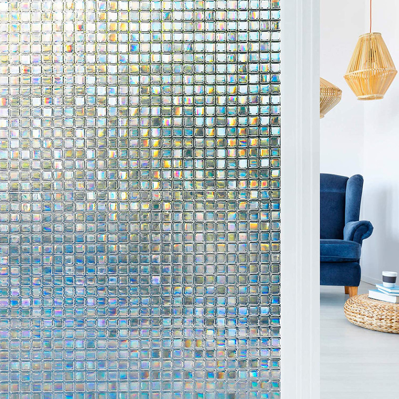 Cross-border 3D non-adhesive electrostatic privacy window film decorative glass mosaic film lattice privacy glass film