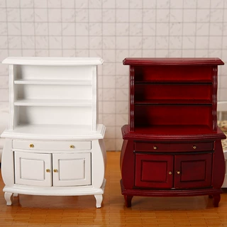 1:12袖珍模型娃娃屋微缩工艺品欧式立柜展示柜卡通胖书柜家具摆件