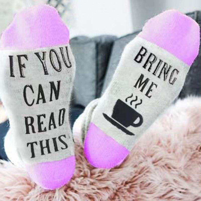 If You Can Read This Letter Mid-Calf Socks Amazon Wish European and American Cotton Socks Wholesale