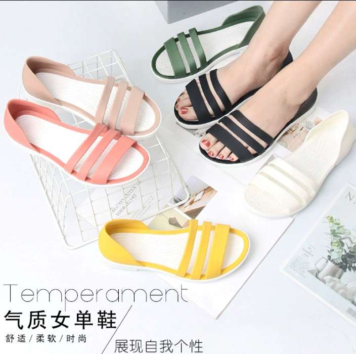 Летние трансграничные новые сандалии на плоской подошве, пляжная обувь у моря, повседневные женские тапочки на плоской подошве в Корейском стиле