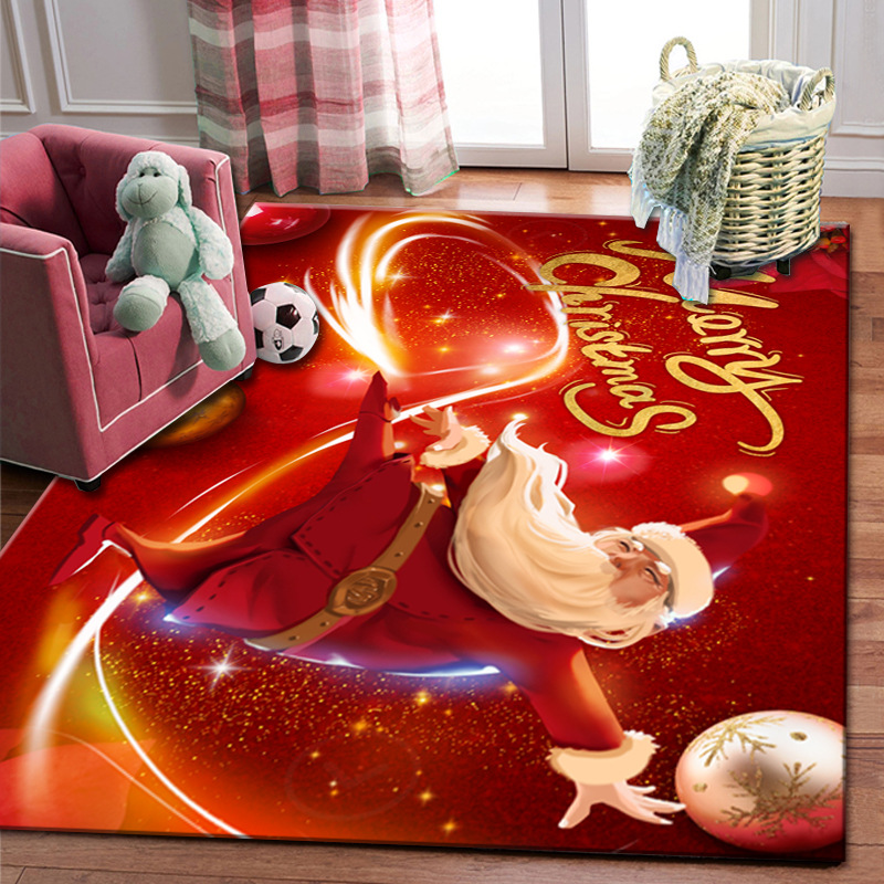 Transfronterizo de navidad de edad avanzada dormitorio rojo alfombra de noche sala de estar sofá alfombra de piso casa 3D impreso puerta estera del pie