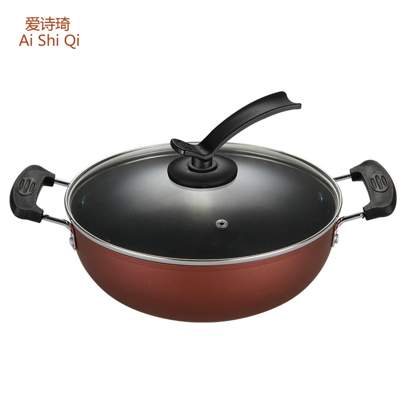 Oil -free smoke, non -stick pot set, non -stick flat bottom fried pot three -piece fine iron non -stick pot gift cooker