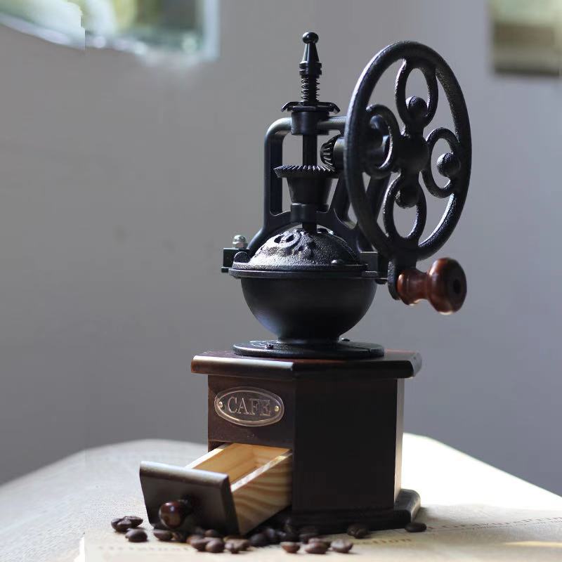 Cast Iron Ferris Wheel Hand-Cranked Coffee Grinder Wooden Manual Grinder Modern Grinding Machine Light Luxury Retro Cast Iron Ferris Wheel Hand-Cranked Coffee Grinder Wooden Manual Grinder Modern Grinding Machine Light Luxury Retro
