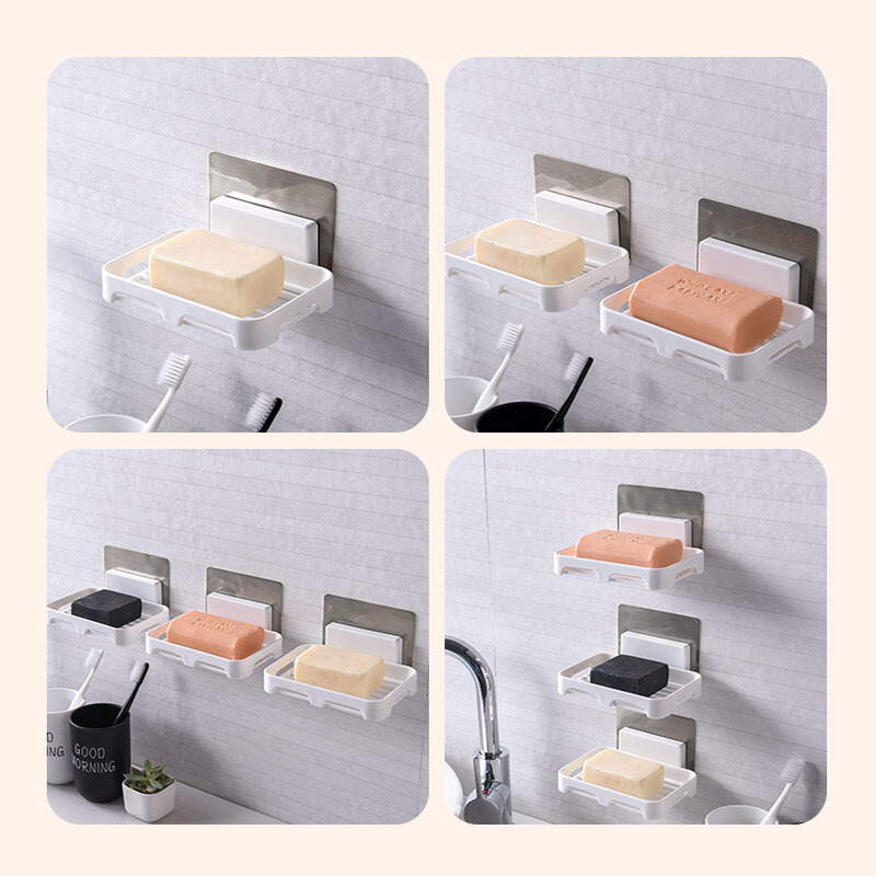 Jabonera de Baño con Ventosa, Soporte para Jabón de Baño con Drenaje, Estante para Jabón de Pared con Diseño de Drenaje