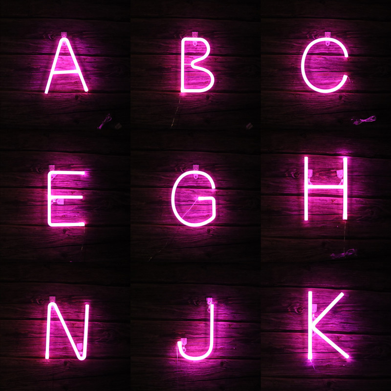 Spot led pink luminous letter lights digital neon modeling lights colored lights Christmas holiday atmosphere lights decoration