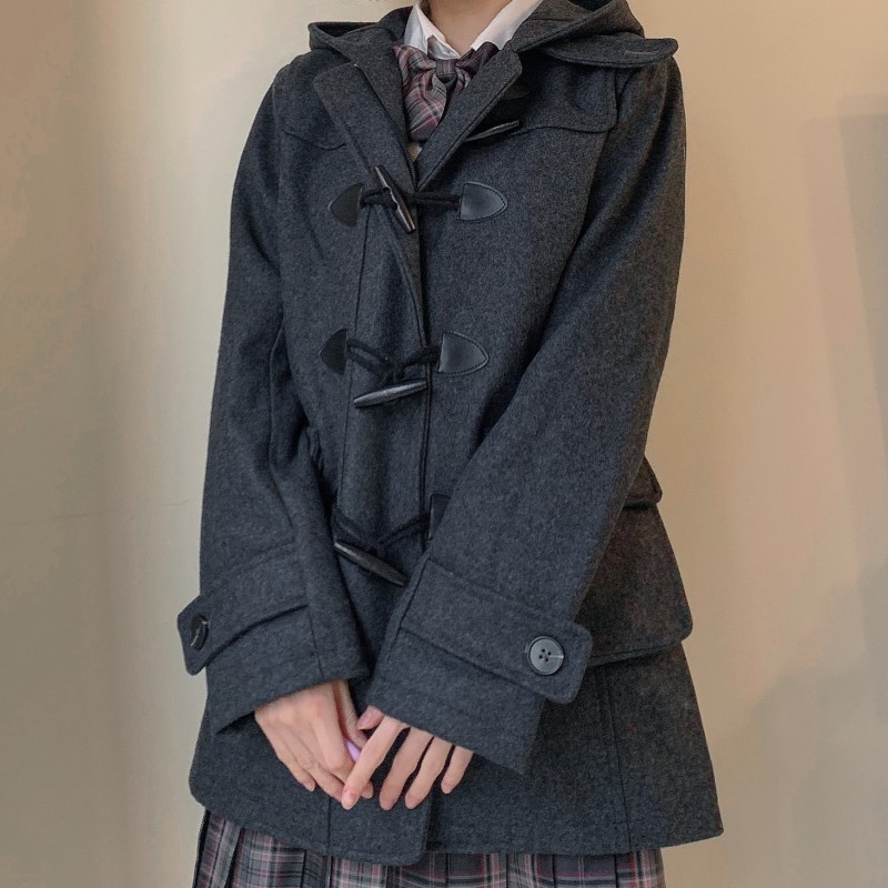 JK uniform wool coat school for horn buckle wool coat cross-border supply Japan purchasing conomi same