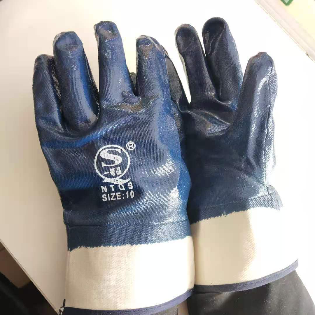 丁晴挂胶手套工地耐磨皱纹尼龙手套干活批发防滑挂胶浸胶劳保手套