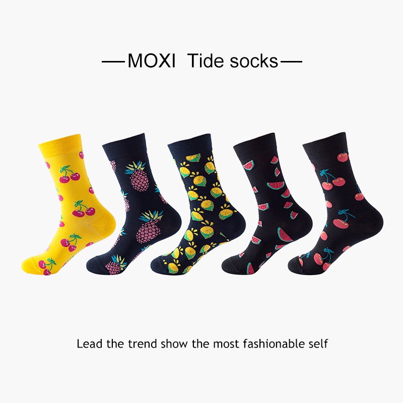 5 pares de calcetines de comercio exterior europeos y americanos calcetines de otoño e invierno para hombres calcetines de media pantorrilla ins par calcetines de moda calcetines de baloncesto de las mujeres al por mayor transfronteriza