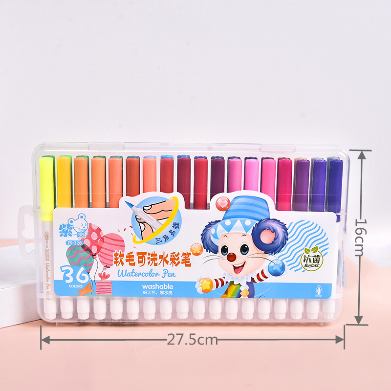 Fábrica de gran capacidad cabeza suave lavable niños acuarela pluma traje kindergarten arte pintura color pluma al por mayor