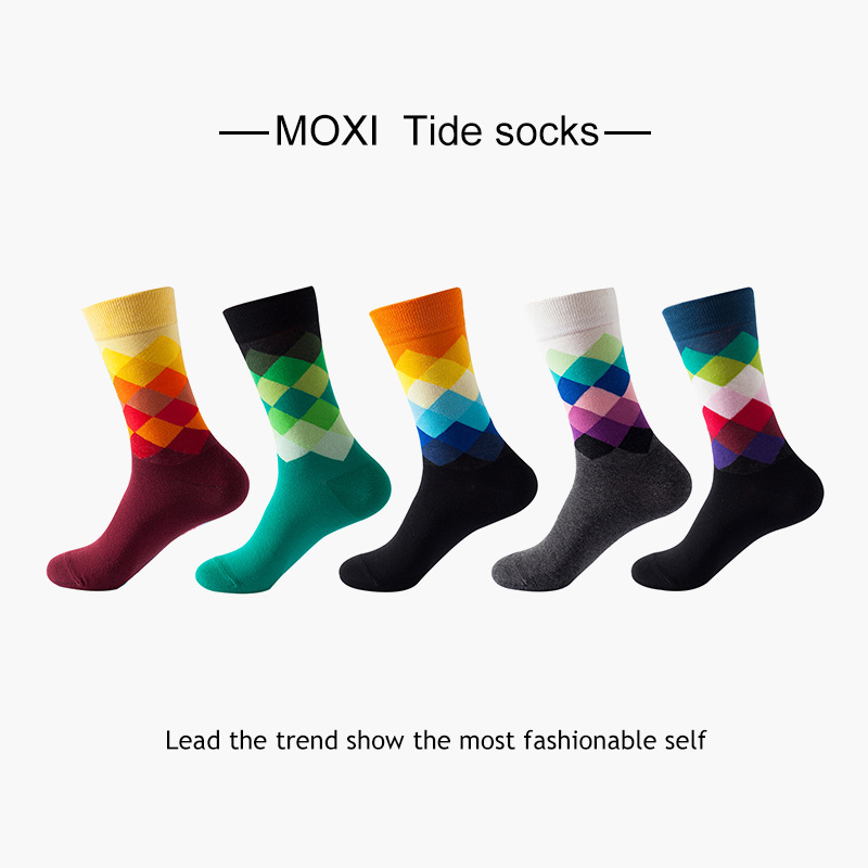 5 pares de calcetines de comercio exterior europeos y americanos calcetines de otoño e invierno para hombres calcetines de media pantorrilla ins par calcetines de moda calcetines de baloncesto de las mujeres al por mayor transfronteriza